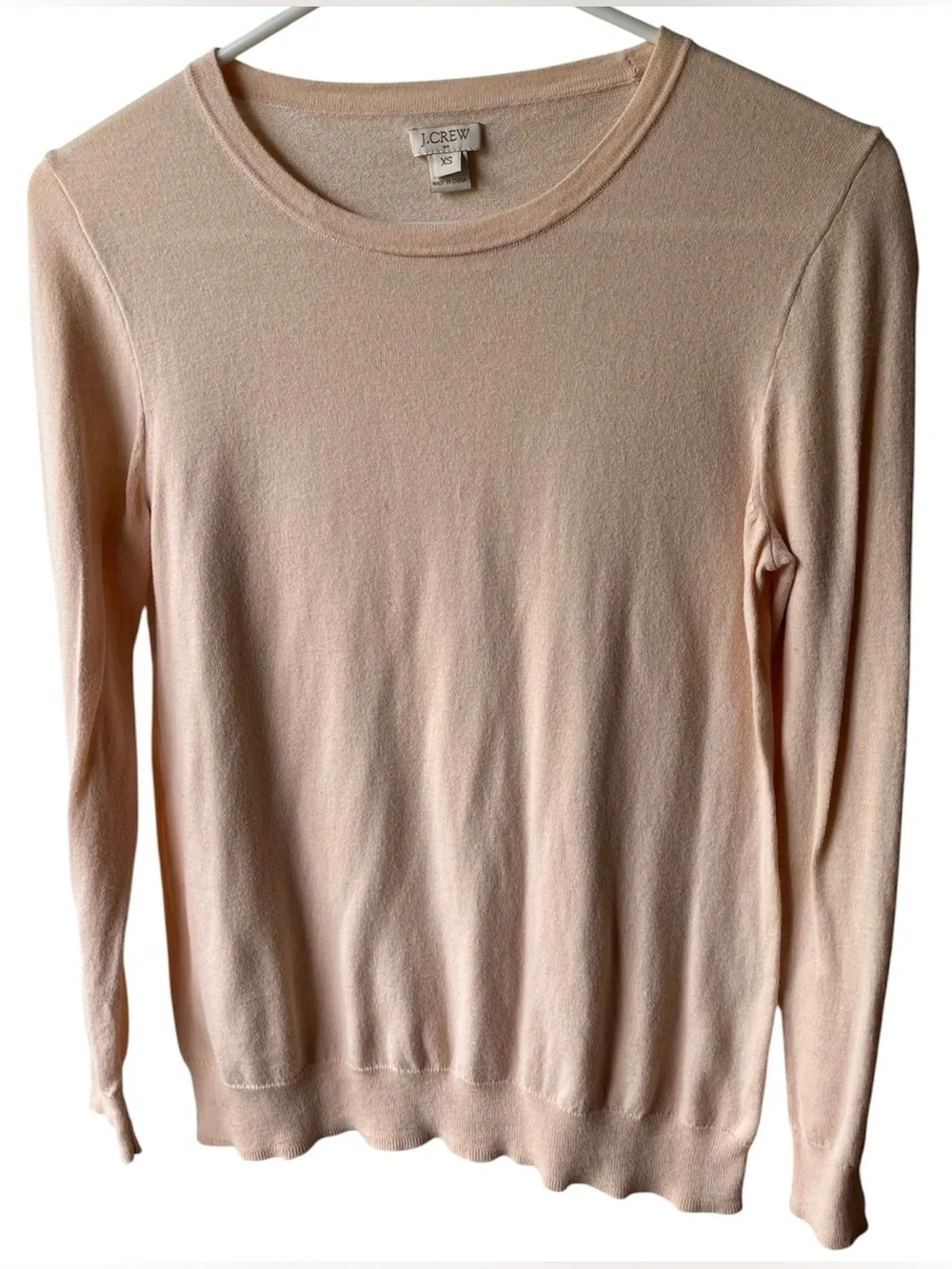 J.Crew Blush Pink 100% Cotton Crewneck Sweater XS Classic Preppy